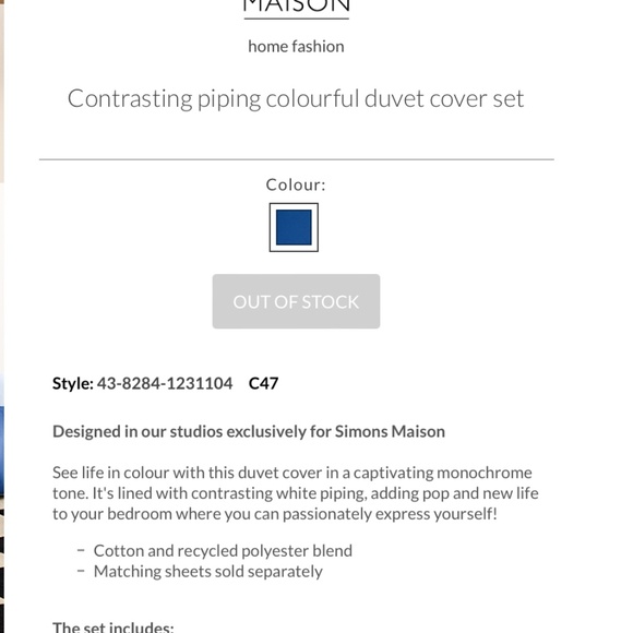 ISO IN SEARCH OF Simons Maison BLUE Contrasting piping colourful duvet cover set - Picture 4 of 4